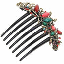 Flower Mix Color Metal Rhinestone Wedding Hair Comb Pin Clip 4.22"