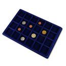 24 Slot Grid Velvet Frame Coin Jewelry Showcase Display Tray Storage Case