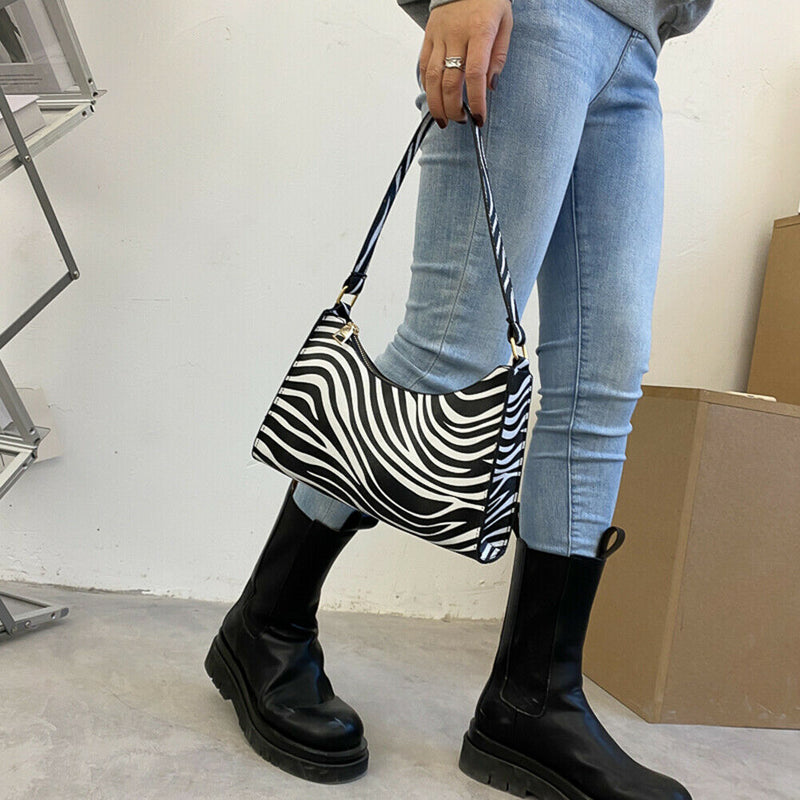 Animal Pattern Women Handbag Street PU Shoulder Underarm Tote Bag (Zebra)