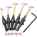 6PCS HSS Countersink Drill Bit Set Screw Woodworking Chamfer Set Tool Tackle FGD