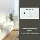 Double Wall UK Plug Socket 2 Gang 13A 3 USB Charger Plate Port Outlets R1U9