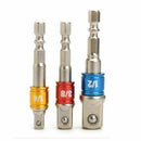 3PCS Drill Socket Adaptor Hex Drive To 1/4" 3/8" 1/2" Impact Drill BIts Driver