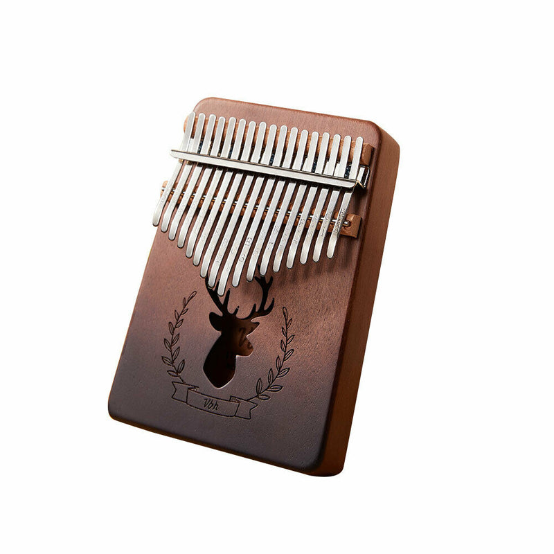17 Key Gradient Deer Kalimba Mahogany Thumb Piano for Beginner Kid (Coffee) A