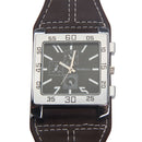 Trendy Man Wrist Watch Quartz Movement Leather Watchband Square Dial Brown A