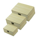 3x 125/150/175mm Plain Unfinished Wooden Storage Box for Jewelry Gift Gadget