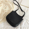 Solid Color Shoulder Handbags Leather Women Big Flap Crossbody Bags (Black)