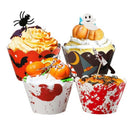 48Pcs Halloween Cupcake Toppers Wrappers Cake Picks Cupcake Liners Food Pic