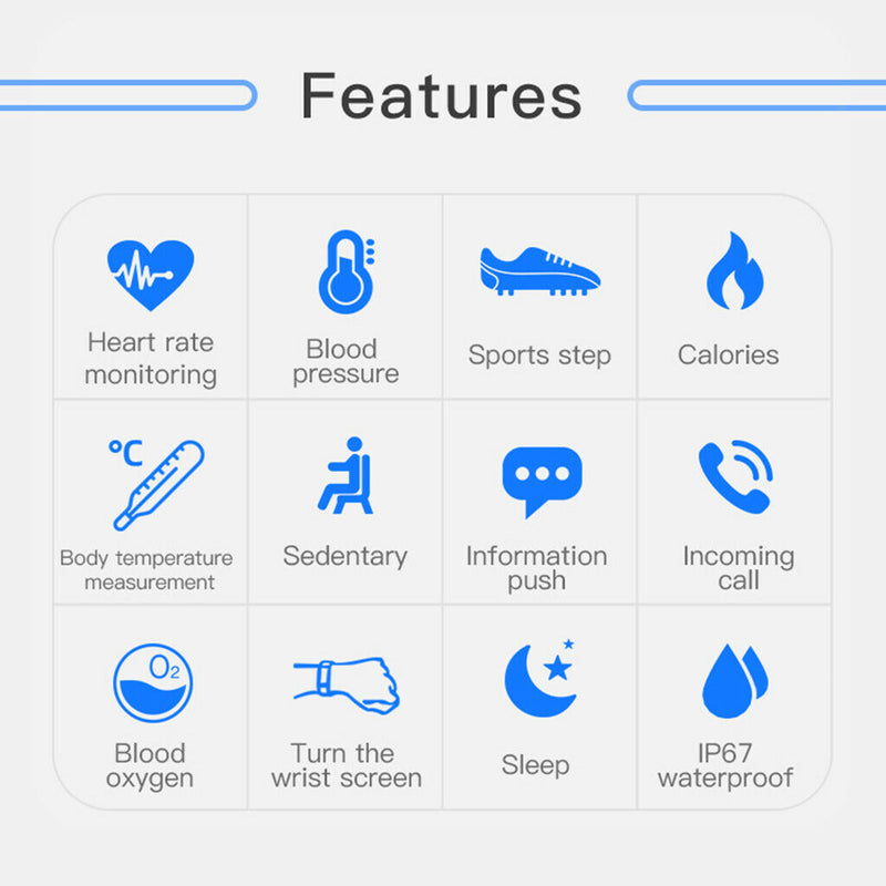 Smart Watch Body Temperature Measure Sport Fitness Heart Rate Blood Pressure