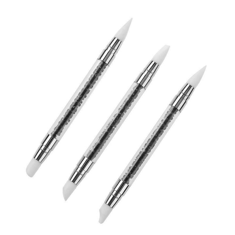 3pcs/Set Dual-Ended Silicone Nail Art Pens Hollow Carving Manicure Brushes A