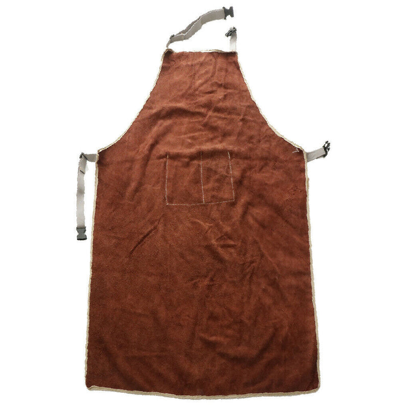 Welder Apron Heat Insulation Welding Artificial Cowhide Brown 95x65cm