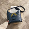 Retro Women Messenger Bag Leather Lattice Shoulder Bucket Handbag (Blue)