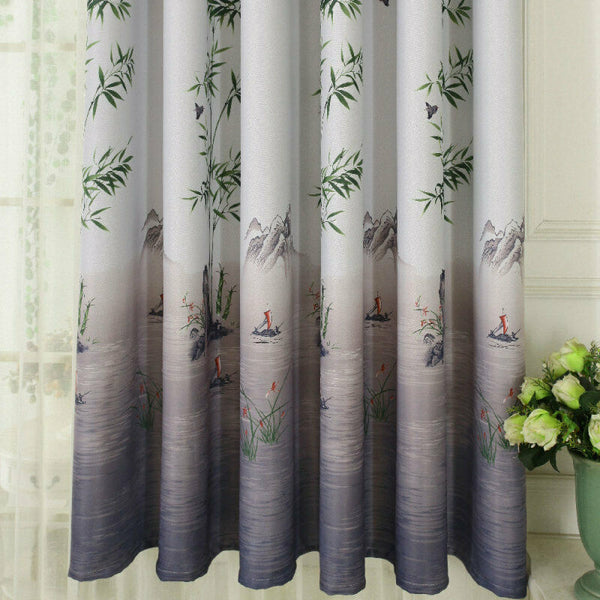 1*2M Green breeze bamboo Floral printed bedroom living room Window curta RLH