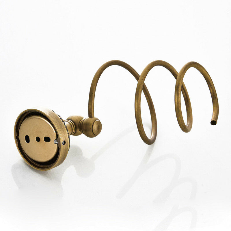 Spiral Blow Hair Dryer Stand Holder Wall Mounted Holder Rack Organizer Brass