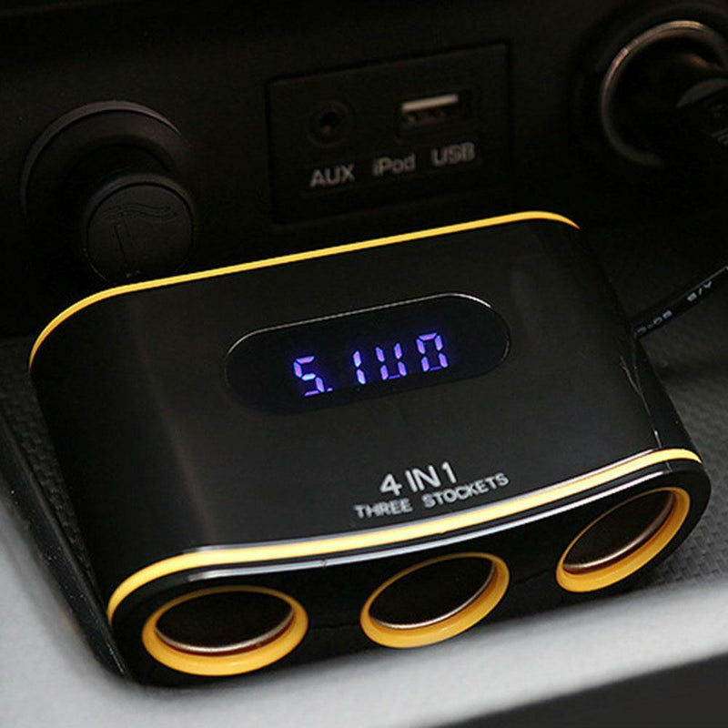 120W Dual USB Smart LED Display Quick Charge Car Charger Cigarette Lighter Kit