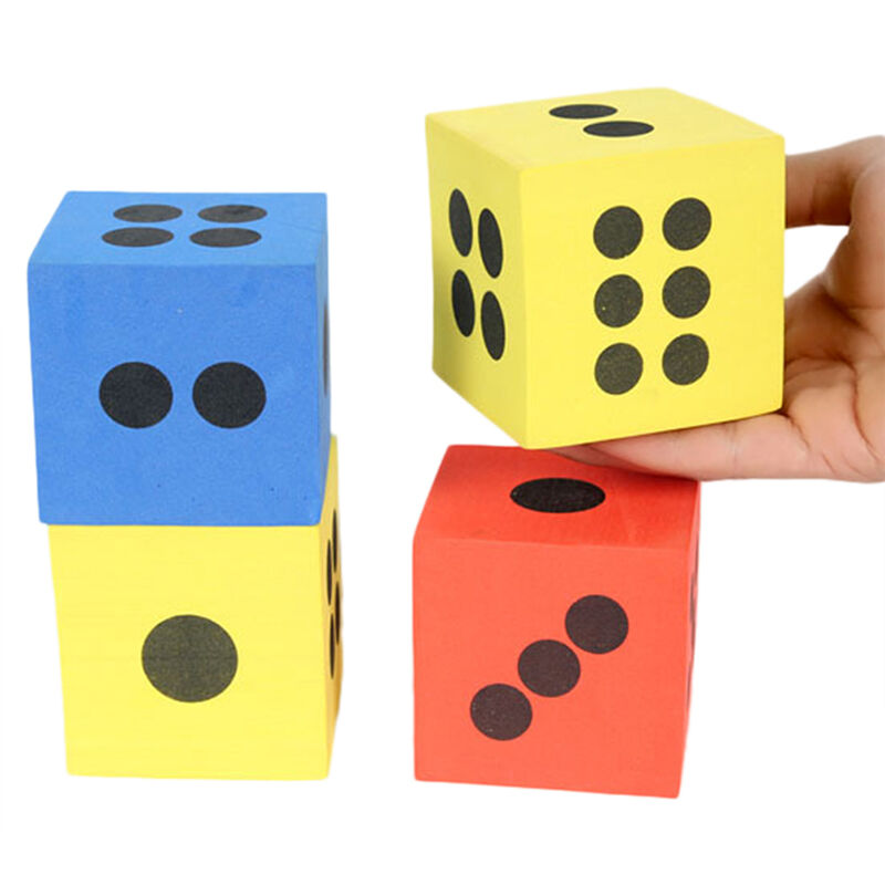Hot SET OF 12 SOFT COLOURFUL FOAM Design LARGE DICE PARTY LOOT BAG FILLER 3.7cm