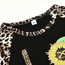 2pcs Kid Autumn Clothes Set Leopard Girls Jumper + Bell Bottom Pants (5-6T)