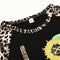 2pcs Kid Autumn Clothes Set Leopard Girls Jumper + Bell Bottom Pants (5-6T)