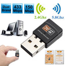 600Mbps Dual Band 2.4G / 5G Hz Wireless Lan USB PC WiFi Adapter 802.11AC A