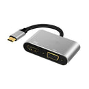 Premium 2in1 USB Type C Hub 4K HDMI & VGA Port Display Adapter Splitter Box