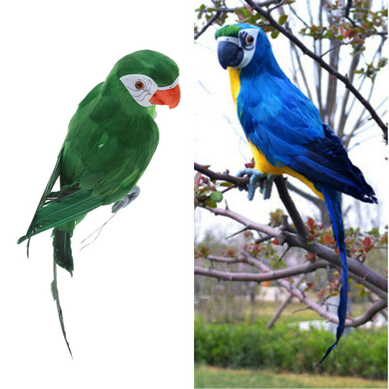 2pcs Vivid Colorful Parrot Birds Statue Garden Sculpture Home Art Ornament 45cm