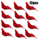 Artificial Red Clip-on Feathered Birds Christmas Ornaments Decor X12