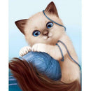 5D DIY Diamond Painting Wool Lovely Cat Cross Stitch Embroidery Rhinestones