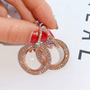 Fashion Luxury Round Earrings Lady Crystal Geometric Hoop Earrings Jewelry