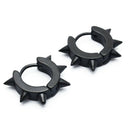 Pair Men's Rivet Hoop Huggie Earrings Titanium Steel 4mm x 9mm Black V7N5