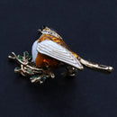 Rhinestone Enamel Oriole Bird Brooches Men Women's Alloy Bird Branch Brooch M4J9
