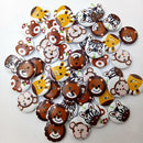 50Pcs Painted Cartoon Animal Wood Buttons Sewing Crafts For Children 20mm