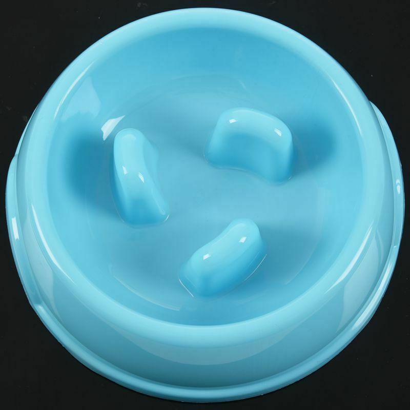 Puppy Dog Slow Down Eating Feeder Dish Pet Dog Feeding Food Bowl Blue
