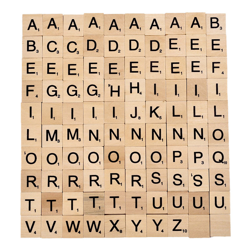 Wood Scrabble Tiles Letter Alphabet Scrabbles Number English Word Kids Toys