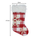 Christmas Stocking Candy Bag Xmas Tree Snowflake Plaid Socks (Red+White)