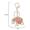 Charm Lucky Mascot Elephant Keychain Bling Rhinestone Keyring Bag Purse Buc