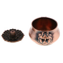 Retro Copper Alloy Incense Stick Burner Holder Flower Pattern Lion Head Bowl