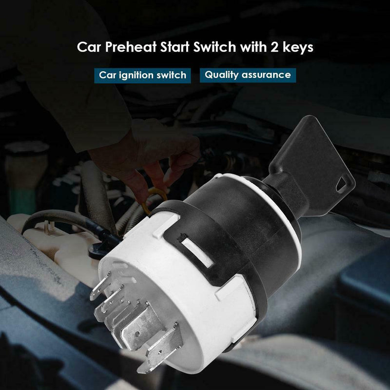 Car Preheat Start Switch with 2 keys Points Vehicle Ignition Lock with 9 Wiring