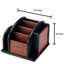 6-Compartment Wood Rotating Remote Caddy Desktop Office Supply Organizer Ho