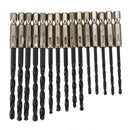 15 pcs High Speed Steel Titanium Coated Drill Bits Set 3 4 5 mm Hex Shank