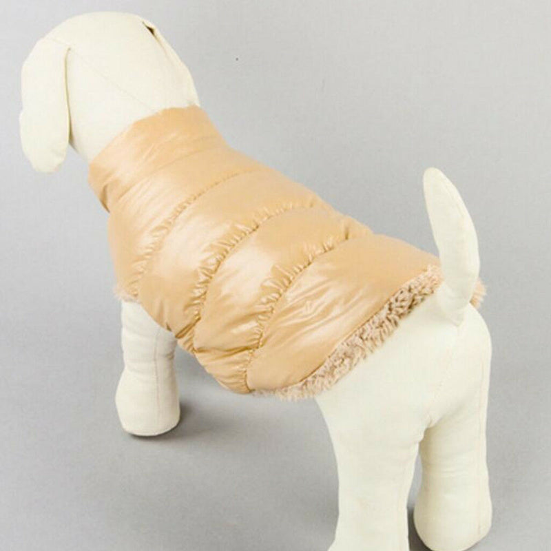 Pet Dog Puppy Cat Warm Winter Coat Down Jacket Vest Clothes Apparel Beige S