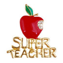 Red Super Teacher Xmas Gift Unisex With Crystal Brooch Pin Show Your Love  Gw