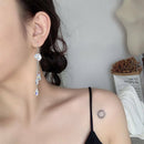 Crystal Charm Rhinestone Bride Earrings Long Tassel Ear Stud Dangle Earrings