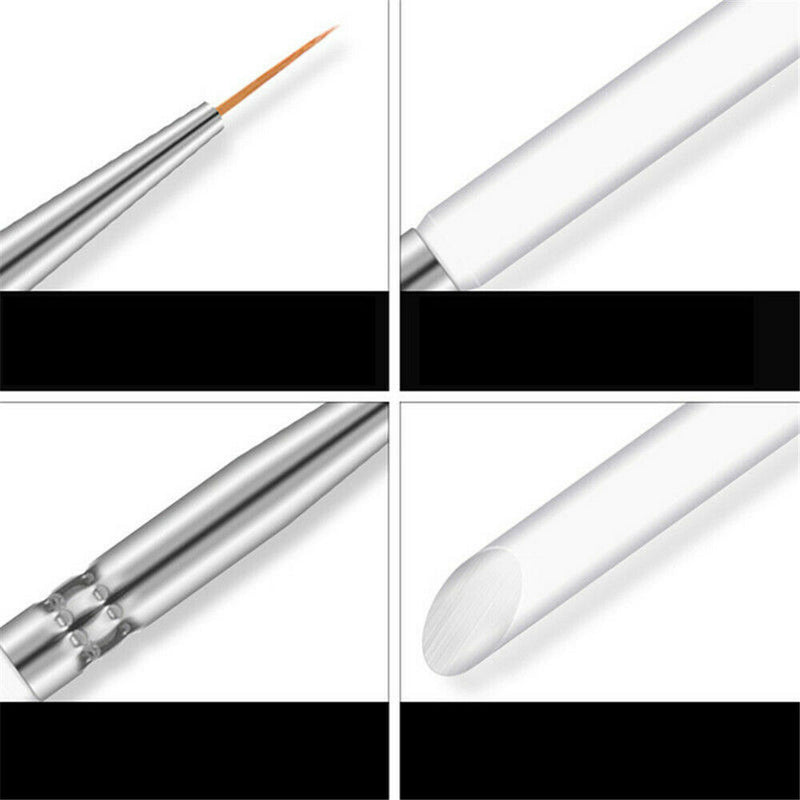 3PCS Nail Art Gel Liner Drawing Brush Flower Painting Acrylic Pen Manicure Tools