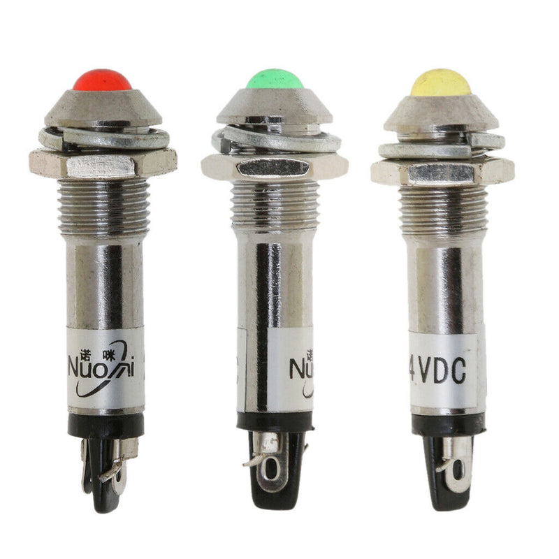 10pcs 8mm 24V Green LED Metal Indicator Light XD8-2