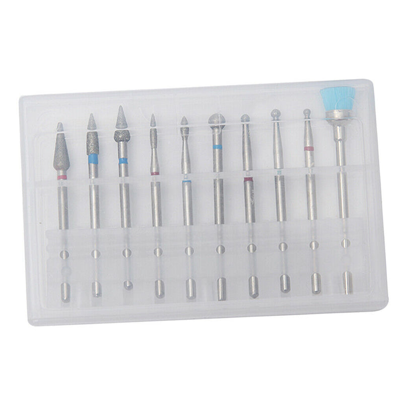 10PCS Nail Drill Bits, Cuticle Cleaner Dust Drill Brush Rotary Polishing Buffing