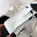 Hit Color Women Crossbody Bag Belt Buckle PU Mini Shoulder Pouch (White)