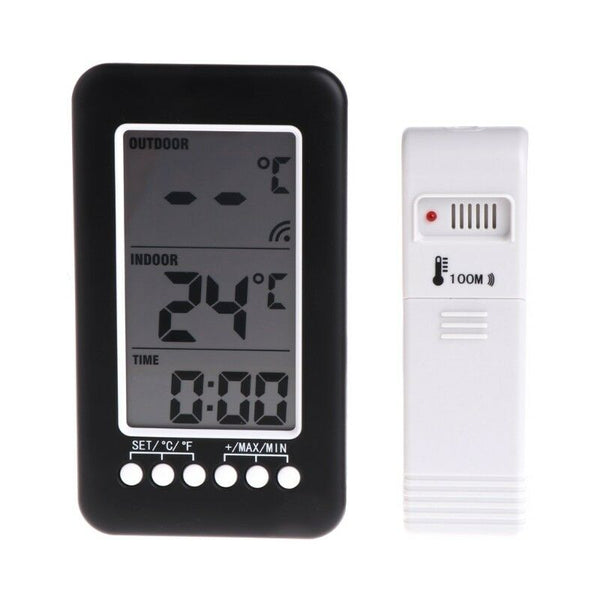 Wireless Thermometer Weather Station C / F Temperature Desk Clock + Transmitter