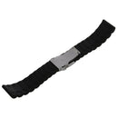 Black Silicone Watch Strap Waterproof Diving Band with Folding Clasp 24 mm