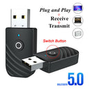 USB Bluetooth 5.0 Receiver Adapter 3.5mm Jack AUX For TV PC Car AUX Speaker