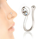 No-piercing Stainless Steel Crystal Ear Lip Hoop Ring Nose Clip Women Jewelry Gw
