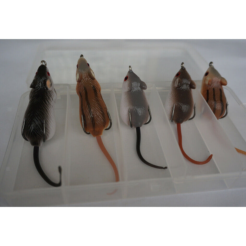Soft Mouse Fishing Lures Mice Rat Baits Crankbaits Set With Storage Box Case